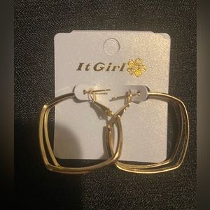 NEW gold color geometric hoop earrings